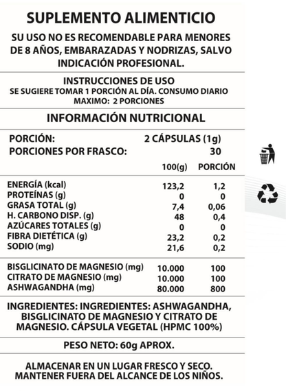 Ashwagandha + Magnesio | Recupera tu calma, enfoca tu mente y activa tu energía