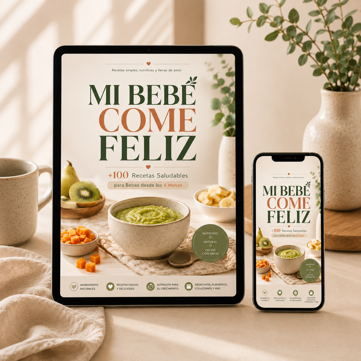 📱 Ebook Digital: +100 Recetas Fáciles y Saludables para tu Bebé + 6 Bonos de regalo 🎁